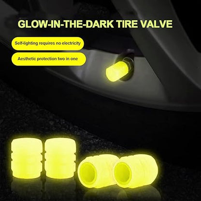 8PCS Fluorescent Tire Valve Stem Caps, Tire Valve Covers, Luminous Auto Wheel Air Valve Caps