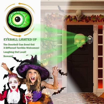 Halloween Doorbell, Haunted Doorbell Animated Eyeball with Spooky Sounds