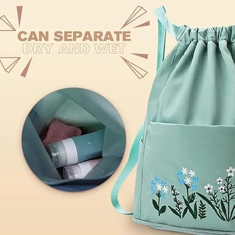 Foldable Women Drawstring Backpack, Shopping Bag, Waterproof Portable Travel Backpack