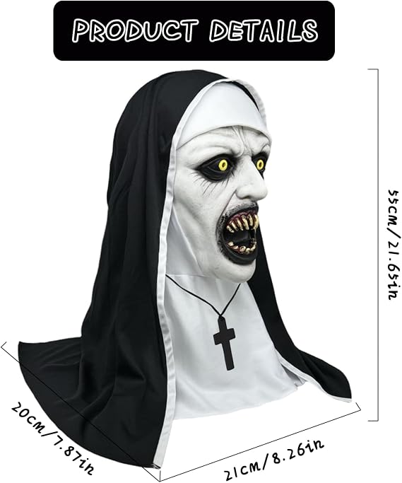 Nun Scary Latex Mask Halloween Party Horror Nun Mask