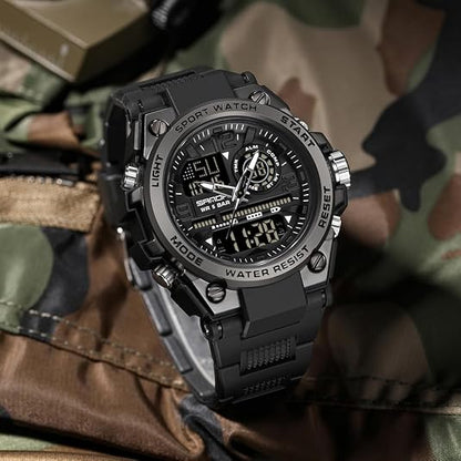Men's Sporty Digital Watch with Luminous Dial, Alarm & Date Display