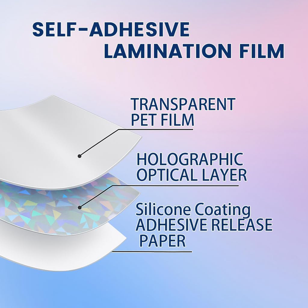 1Roll Iridescent Holographic Sticker Paper Vinyl Roll Self-Adhesive Laminating Sheets Film 11.8inch*10ft