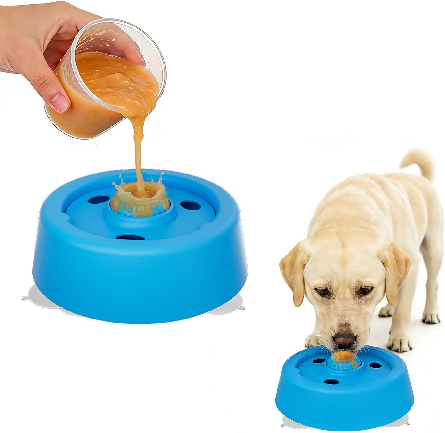 Dog Licking Bowl with Rolling Ball Anti-Slip Lick Bowl for Dogs & Cats Slow Feeder