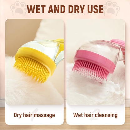 Pack Dog Bath Brush 2 in 1 Cat Shampoo Brush with Soap Dispenser