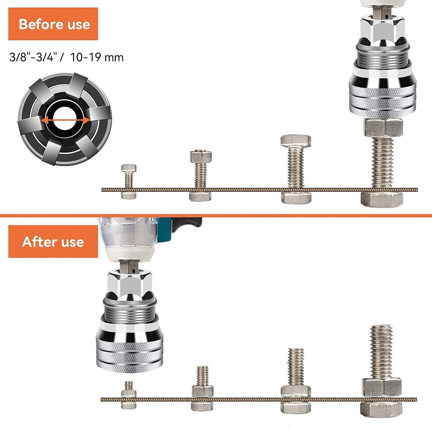 Universal Socket,  Fits for Standard 10 to 19mm, Metric 3/8 to 3/4in