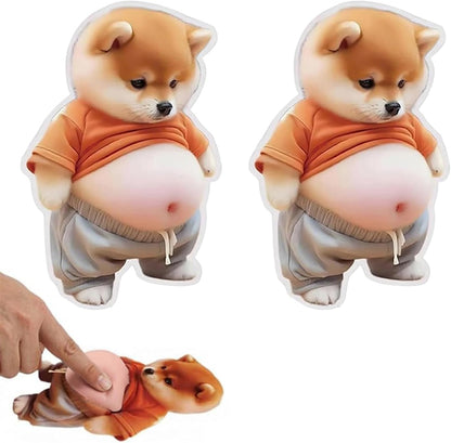 8PCS 3D Shiba Inu Dog Belly Sticker,Door Stopper Wall Protector