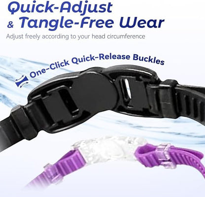 Large Swim Goggles, Wide View, Anti Fog | UV Protection & No Leak Design