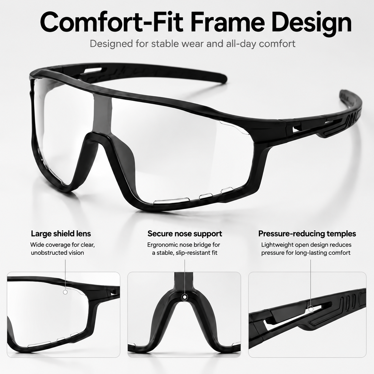 UV400 Photochromic Polarized Safety Glasses Sports Sunglasses for Men Women