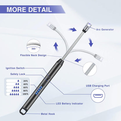 2PCS Lighters Long Stem, 360° Flexible Neck Electric lighters