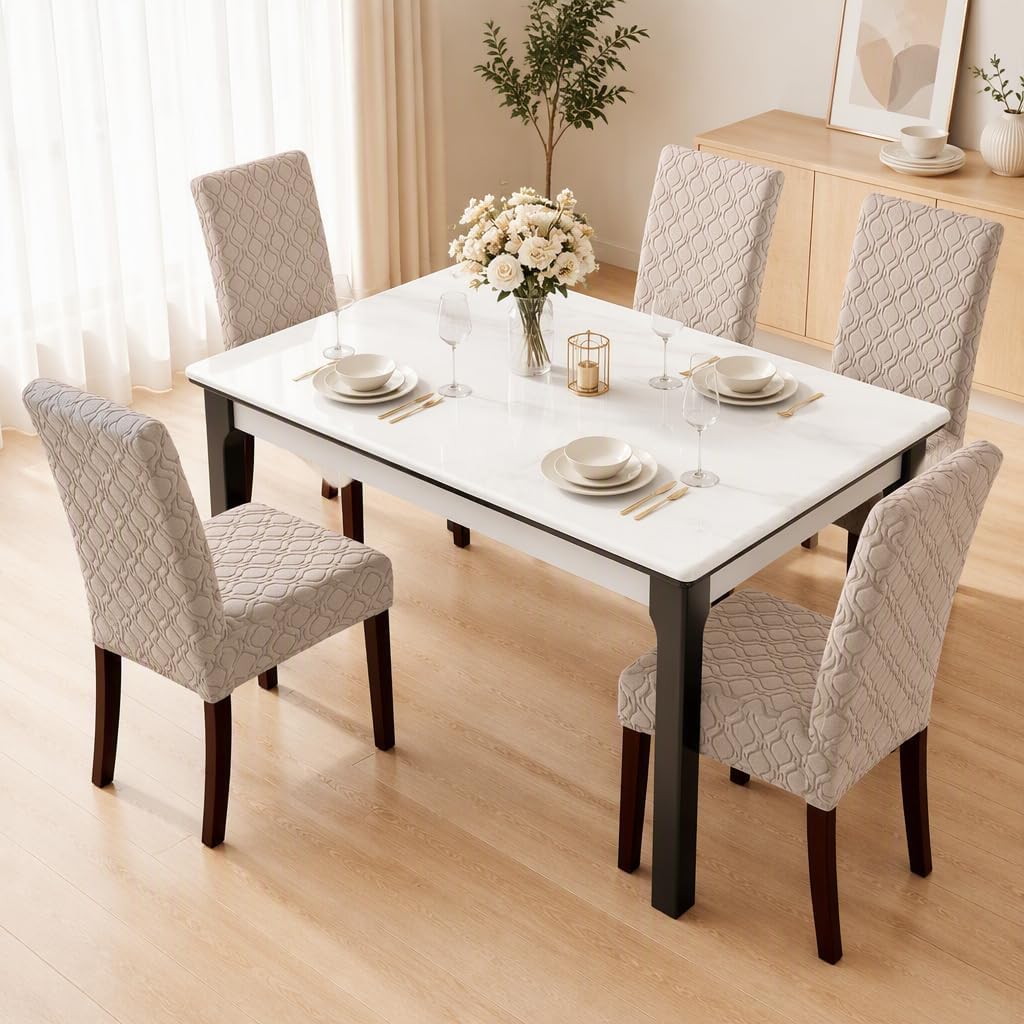 Stretch Jacquard Dining Chair Covers Waterproof & Washable,Non-Slip,Anti-Scratch Protector