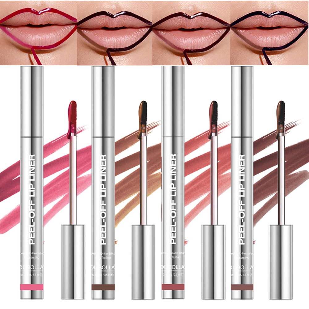 4 PCS/set Peel Off Matte Lip Liner, Transfer-proof Lip Stain