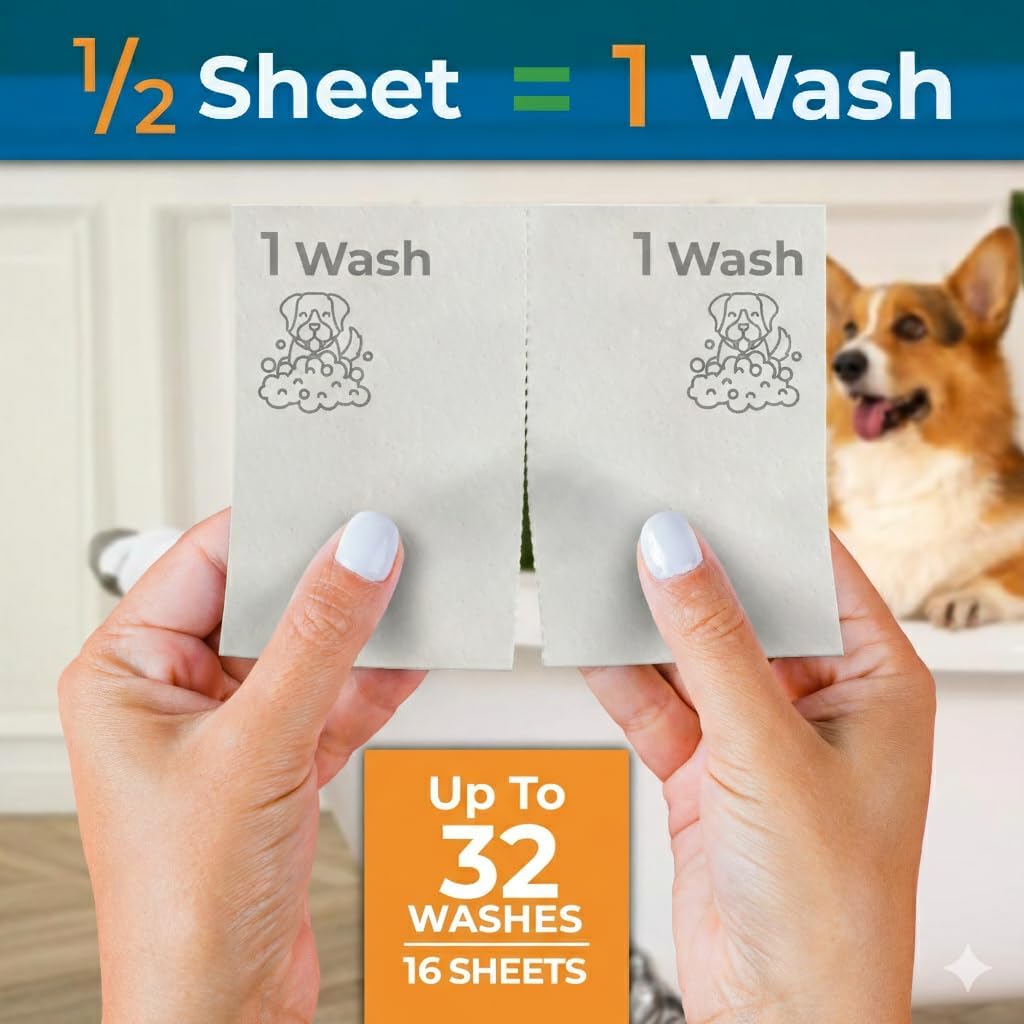 Activated Rinse-Off Dog Shampoo Sheets-Lick-Safe, Tear-Free, Travel-Friendly