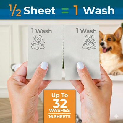 Activated Rinse-Off Dog Shampoo Sheets-Lick-Safe, Tear-Free, Travel-Friendly