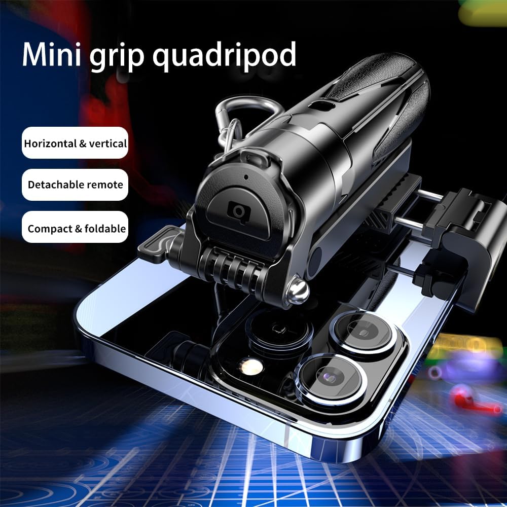 Selfie Stick Tripod , 16.5" Pocket Size 4-in-1 Phone Small Tripod Stand with Rechargeable Remote & Hook