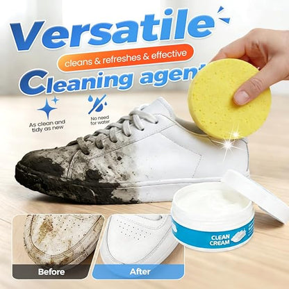 No-Wash White Footwear Cleaner Cream with Sponge for Leather Shoes and Sneakers