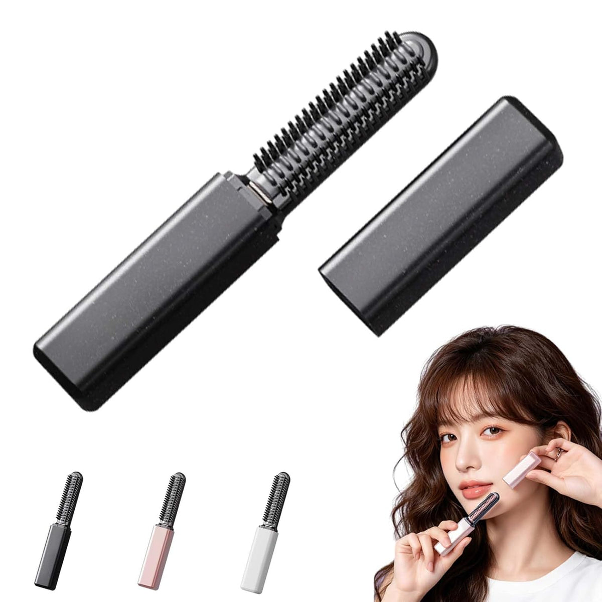 Mini Heated Styling Comb, USB-Powered Bang Curler, Heats up in 15 Seconds