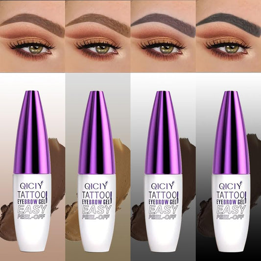 4Pcs Easy Tatoo Eyebrow Gel Peel off - Semi-Permanent Tattoo Eyebrow Tint Kit Waterproof Long