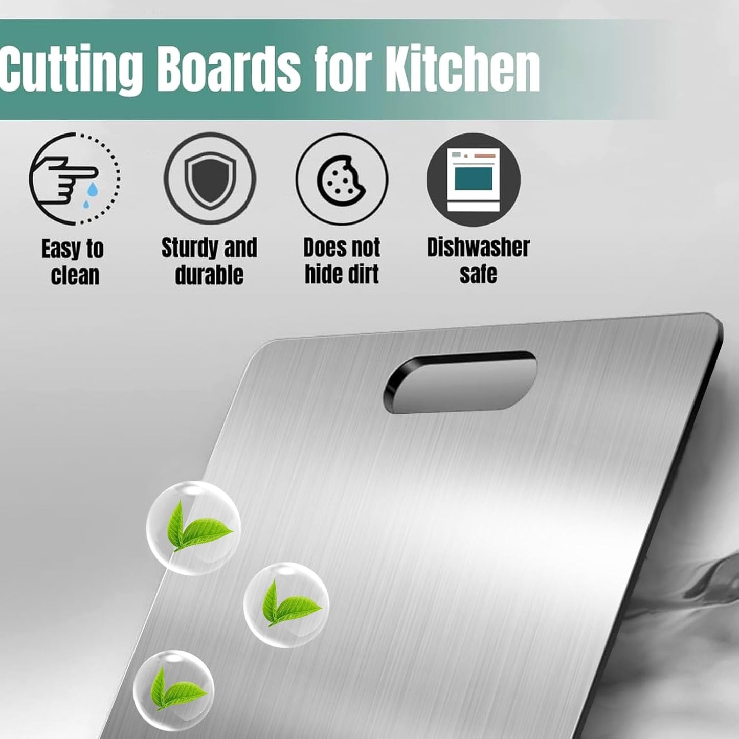304 Stainless Steel Cutting Board for Kitchen, Non Toxic Cutting Boards 11.8x7.9inch