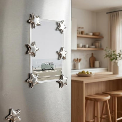 10 Pcs Silver Star-Shaped Decorative Fridge Magnets