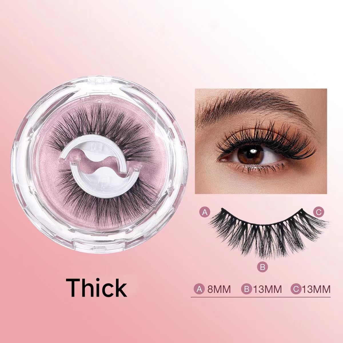 6 Pairs Self Adhesive Eyelashes,3D Dense Lashes No Glue Reusable