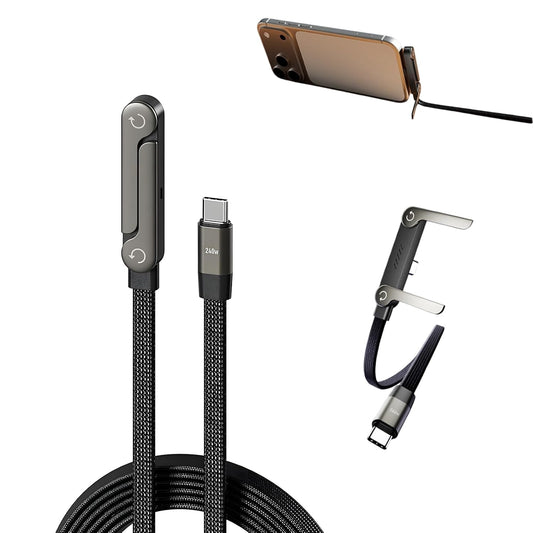 1.5M Sideways Phone Charger, 240W Fast Charging Cable, Invisible Stand Charging Cable