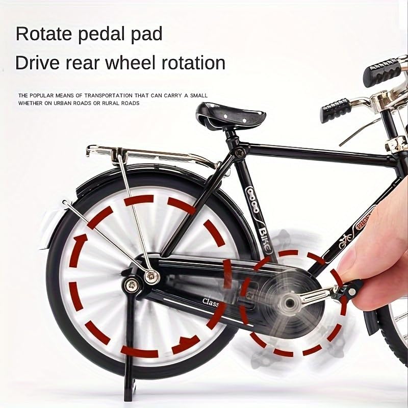 DIY Retro Bicycle Model Ornament, 1:10 Simulation Mini Bicycle Model Scale Kit With Inflator and Briefcase