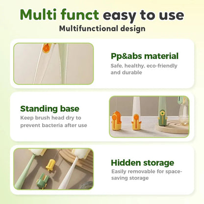 2Pcs 5 in 1 Multifunctional Portable Gap Cleaning Brush, Long Handle Multi-Function Insulation Cups Brushs