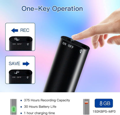 Ultra Mini Magnetic Recorder,Voice Activated,HD Noise Reduction, One-Touch Recording