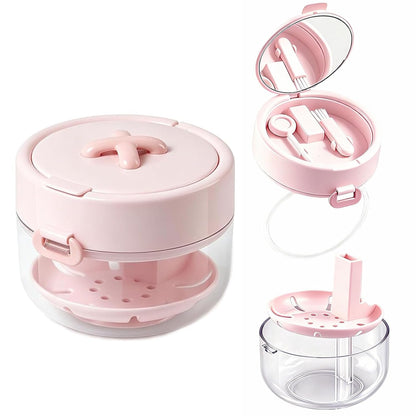3-in-1 Retainer Case with Mirror and Cleaning Brush, Portable Retainer Case with Mirror