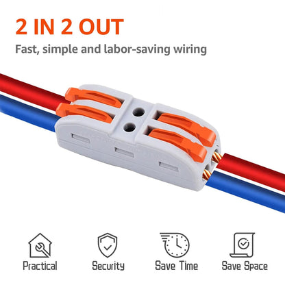 10Psc Inline Compact Wire Connectors, Inline Wire Connector, Push Quick Lever Wiring Nuts for 28-12 AWG