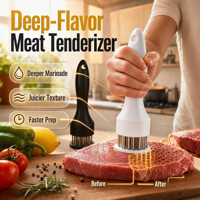 Meat Tenderizer Tool, 16-Needle Stainless Steel Meat Injector, Steak