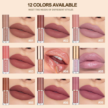 12 Colors Matte Velvet Lip Gloss Set Waterproof Long Wearing Liquid Lipstick Lip Stain Set