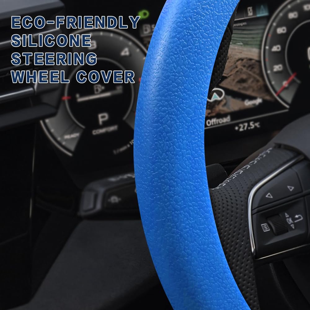 Silicone Car Steering Wheel Protective Cover, 33-40 CM Anti-Slip Soft Comfortable Steering Wheel Cover
