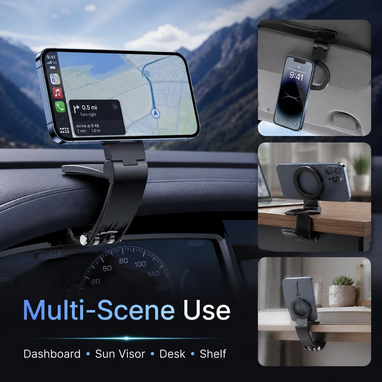2Pcs Magnetic Phone Holder for Car,Strong Non-Slip Car Phone Mount, Hands-Free Navigation for Car