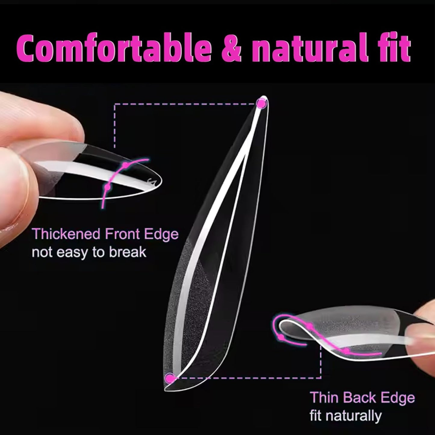 600pcs Almond Nail Tips Medium Fake Nails - Soft Gel Nail Tips Almond Shape