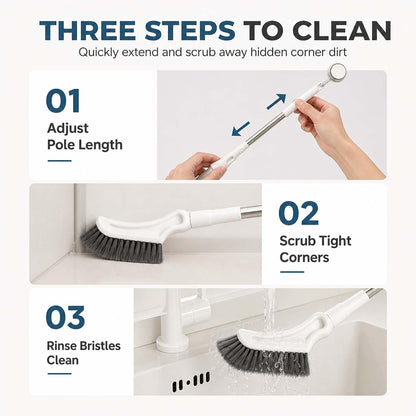2PACK Telescopic Long Handle Crevice Cleaning Brush for Narrow Gaps