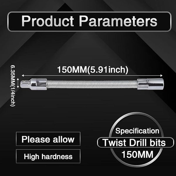 Flexible Socket Extension Ratchet, Made of Heat-Treated Chrome Vanadium Steel with Flexible Spring Steel Shaft