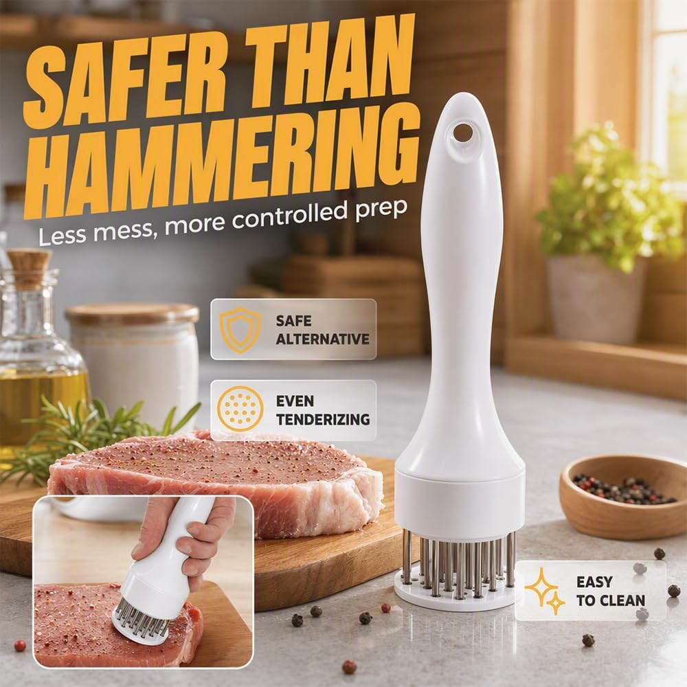 Meat Tenderizer Tool, 16-Needle Stainless Steel Meat Injector, Steak