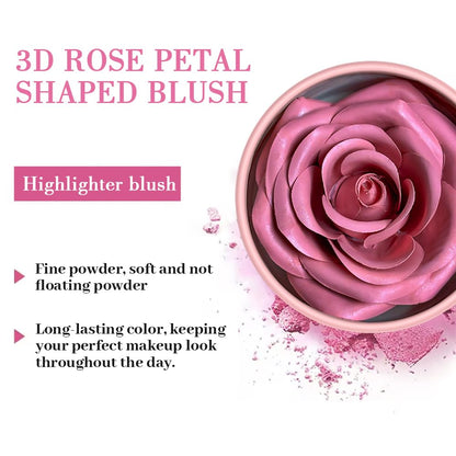 3D Rose Makeup Flower Petal Blush for Cheeks, Natural Glowing Redness Long Lasting Buildable Color