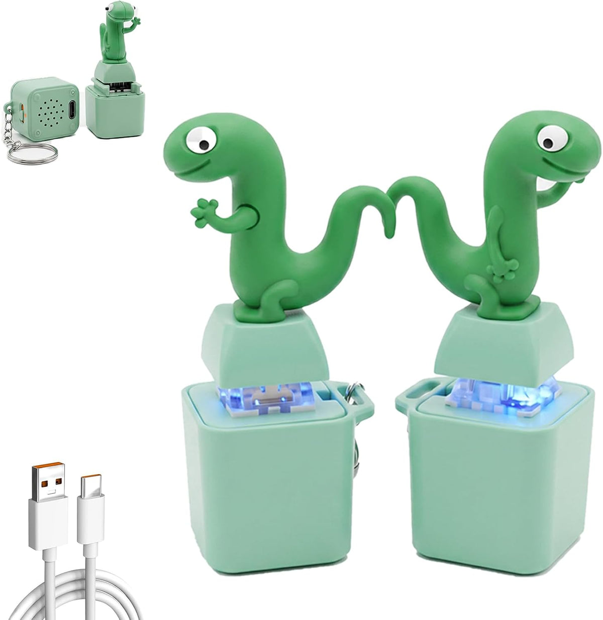 2Pack Seagull MINE! Button Keychain with Real Sound Effect and LED Light
