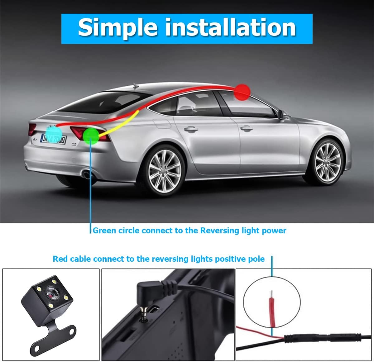 Mirror Dash Cam for Car, 4.3" Backup Smart Rearview Mirror Camera