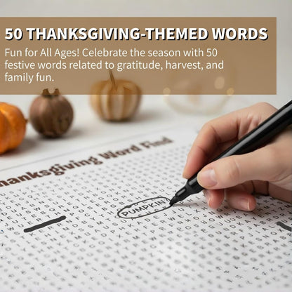 Glossy Print Thanksgiving Word Search Jumbo Poster, 36x24''