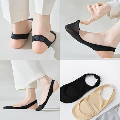 6 Pairs No Show Sling Back Socks Ultra Low Cut Liner Socks