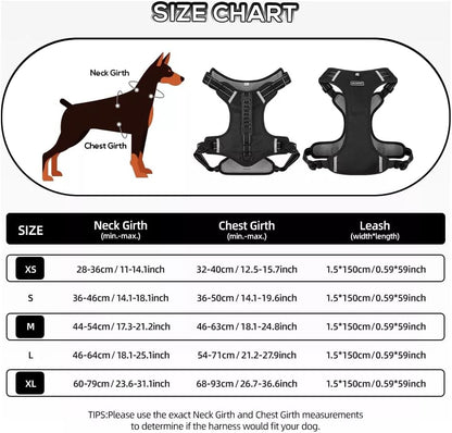 Dog Harness No Pull Adjustable Reflective,for Medium and Large Small Dog with Leash 59.06in
