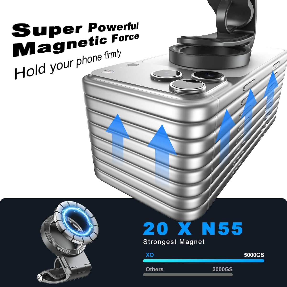 2Pcs Magnetic Phone Holder for Car,Strong Non-Slip Car Phone Mount, Hands-Free Navigation for Car