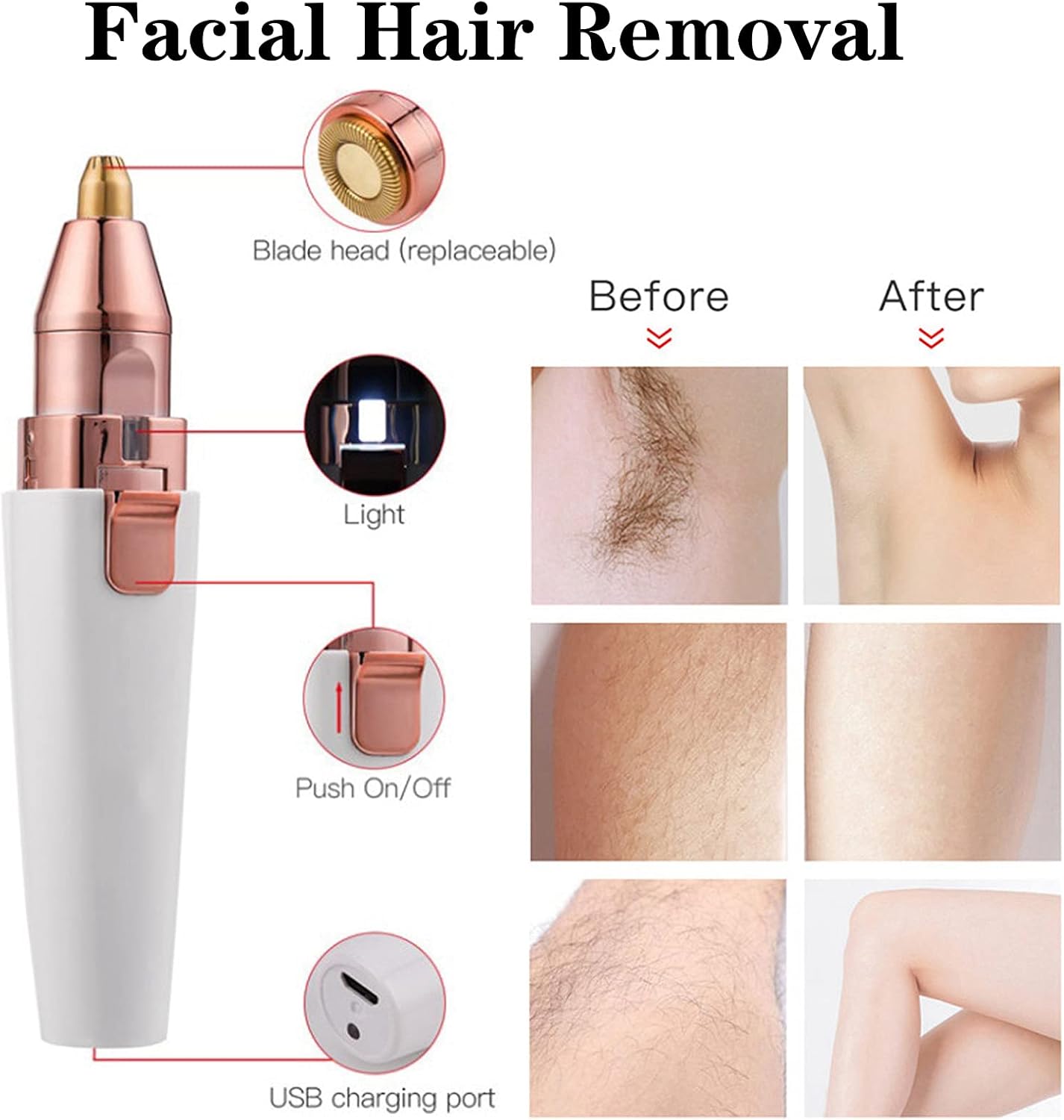 2-in-1 Portable Electric Nose Hair Trimmer & Eyebrow Shaper — Facial Hair Remover for Women