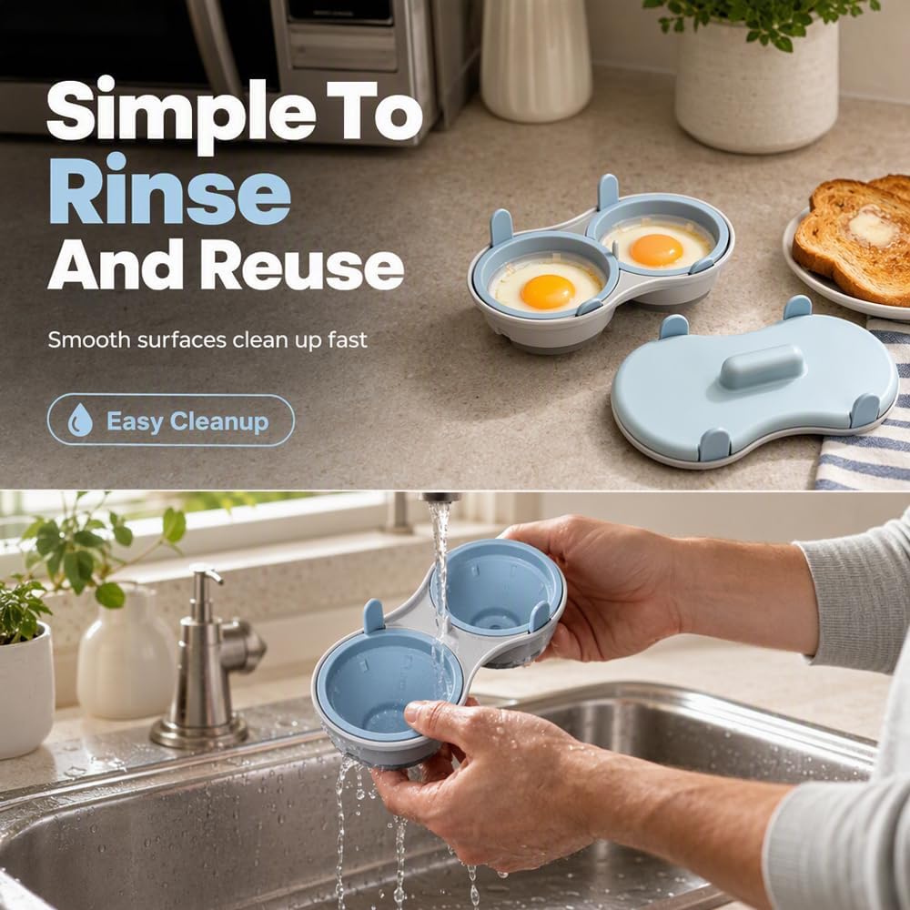 Microwave Egg Poacher, Microwave Egg Cooker for 2 Eggs