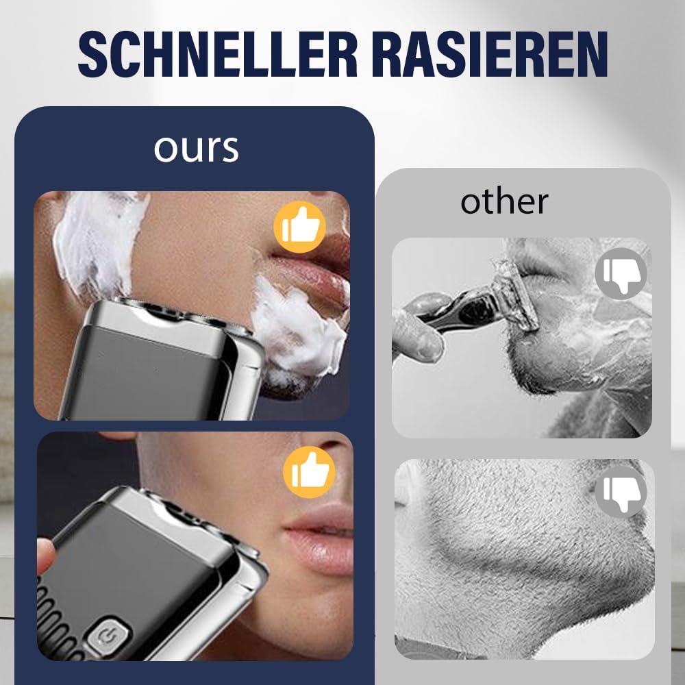Mini Electric Shaver, Dual Head Waterproof Rechargeable Razor Mini Wet Dry Shaving Razor