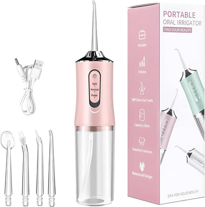 Electric Water Flosser Cordless for Teeth 3 Modes 4 Jet Tips Set