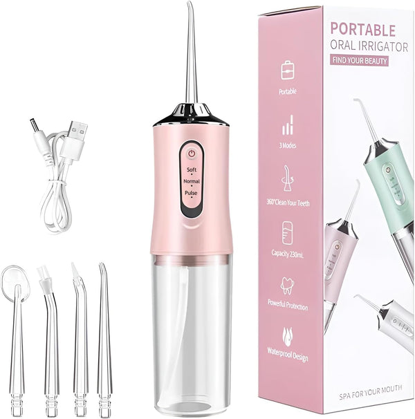 Electric Water Flosser Cordless for Teeth 3 Modes 4 Jet Tips Set